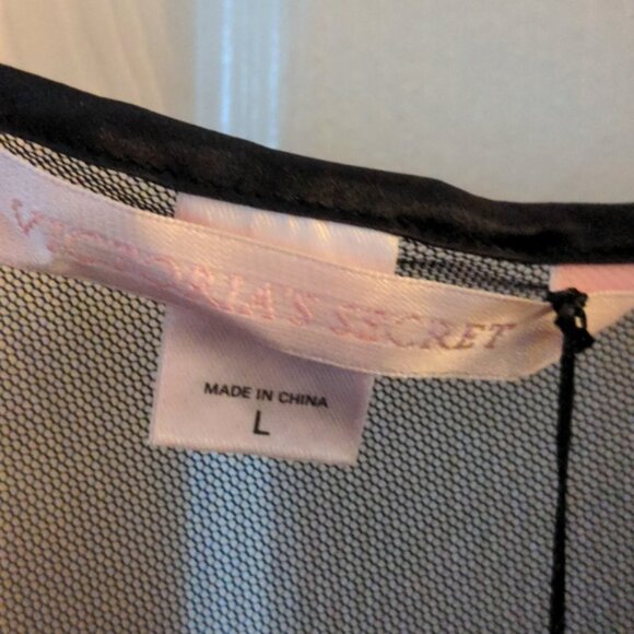 NWT Victoria's secret sexy black satin slip adjustable straps split side lace - Picture 4 of 8